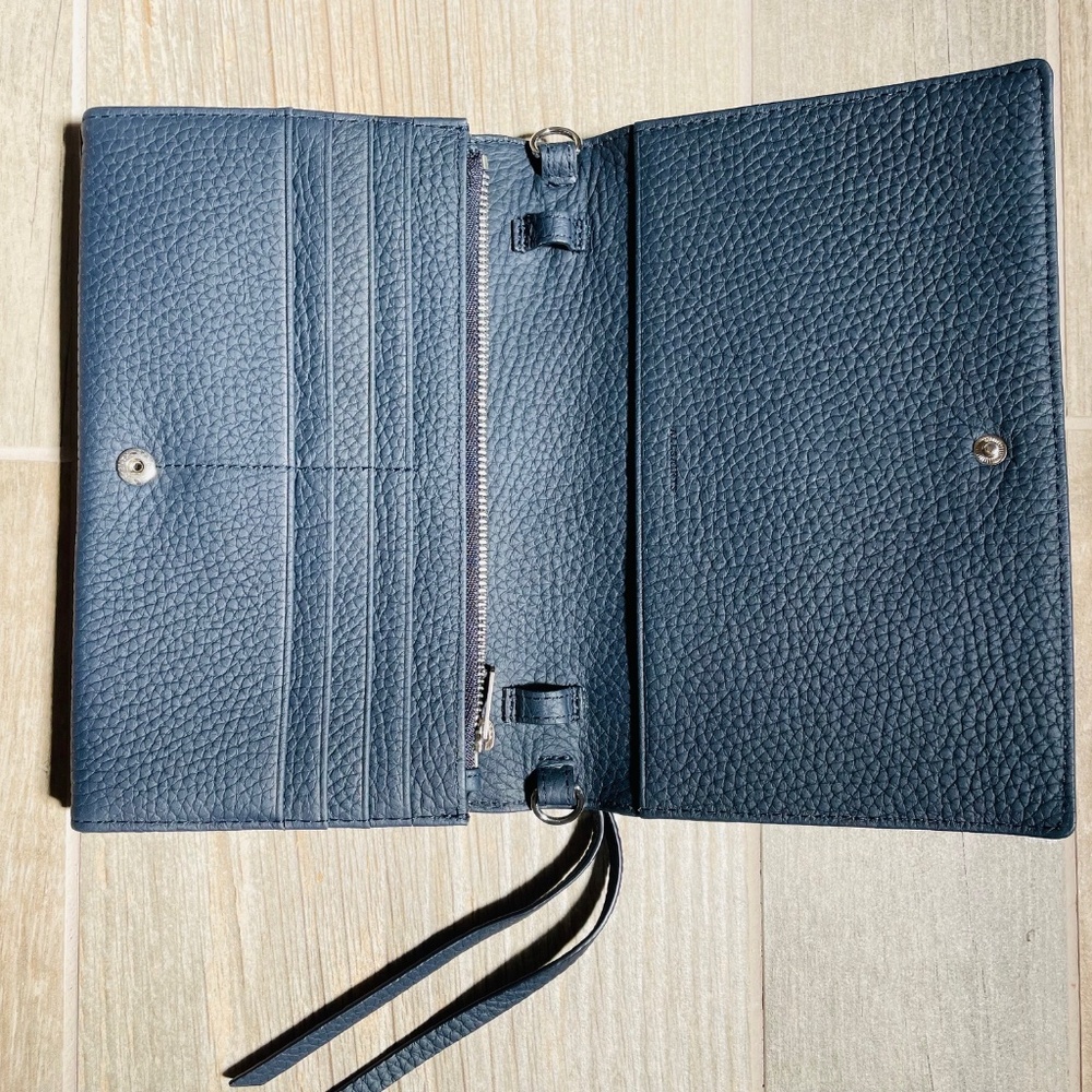 ALL SAINTS Navy Fetch Chain Leather Crossbody Bag - Picture 3 of 8